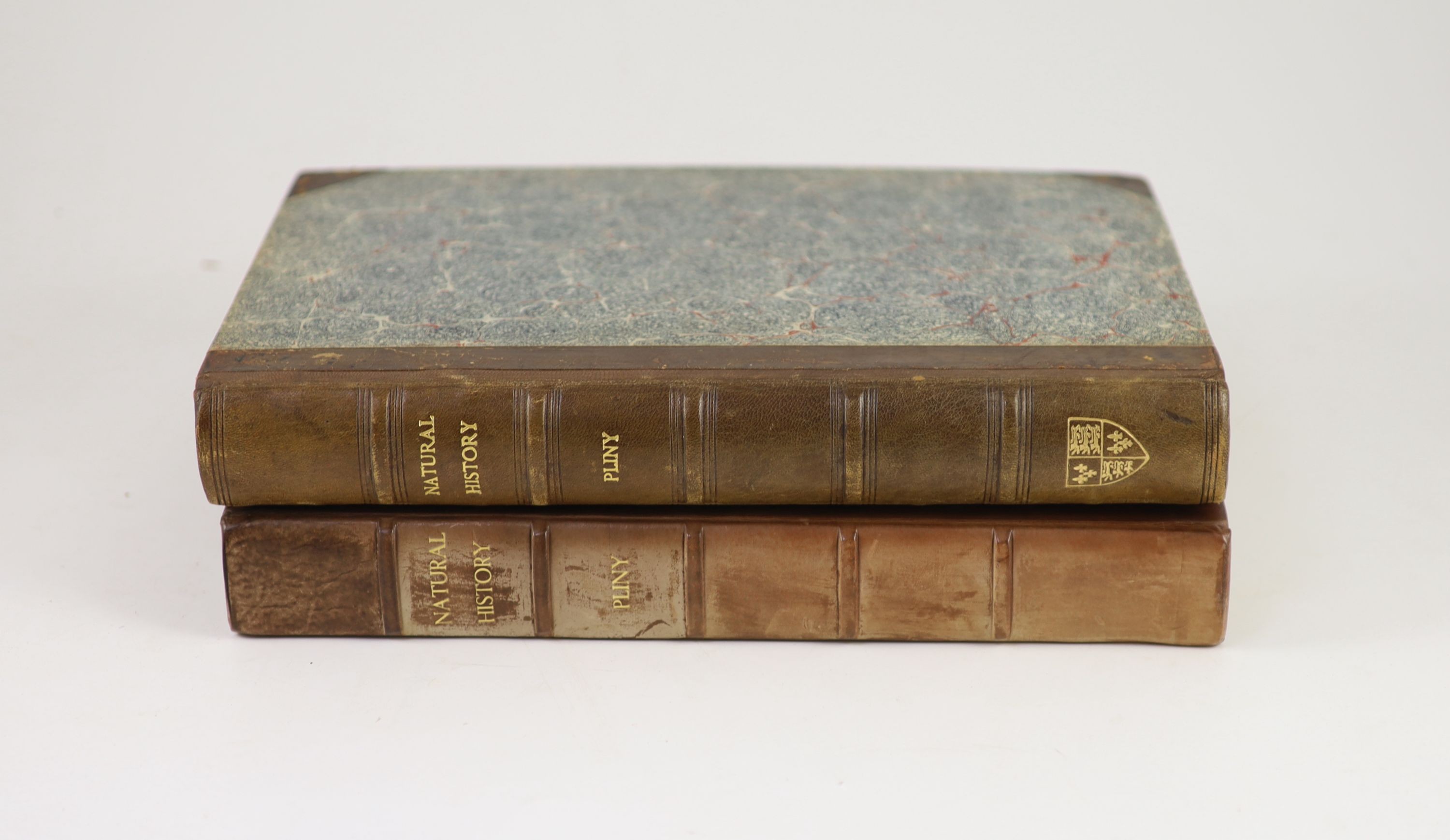 Pliny - The Historie of the World: commonly called, The Naturall Historie of C. Plinius Secundus. Translated into English by Philemon Holland. (2 vols), engraved device on titles